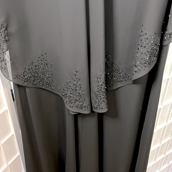 Chelsea Nites Woman’s Gown Black with Beaded Edging Long Chiffon Sleeves New 18W - Picture 6 of 7